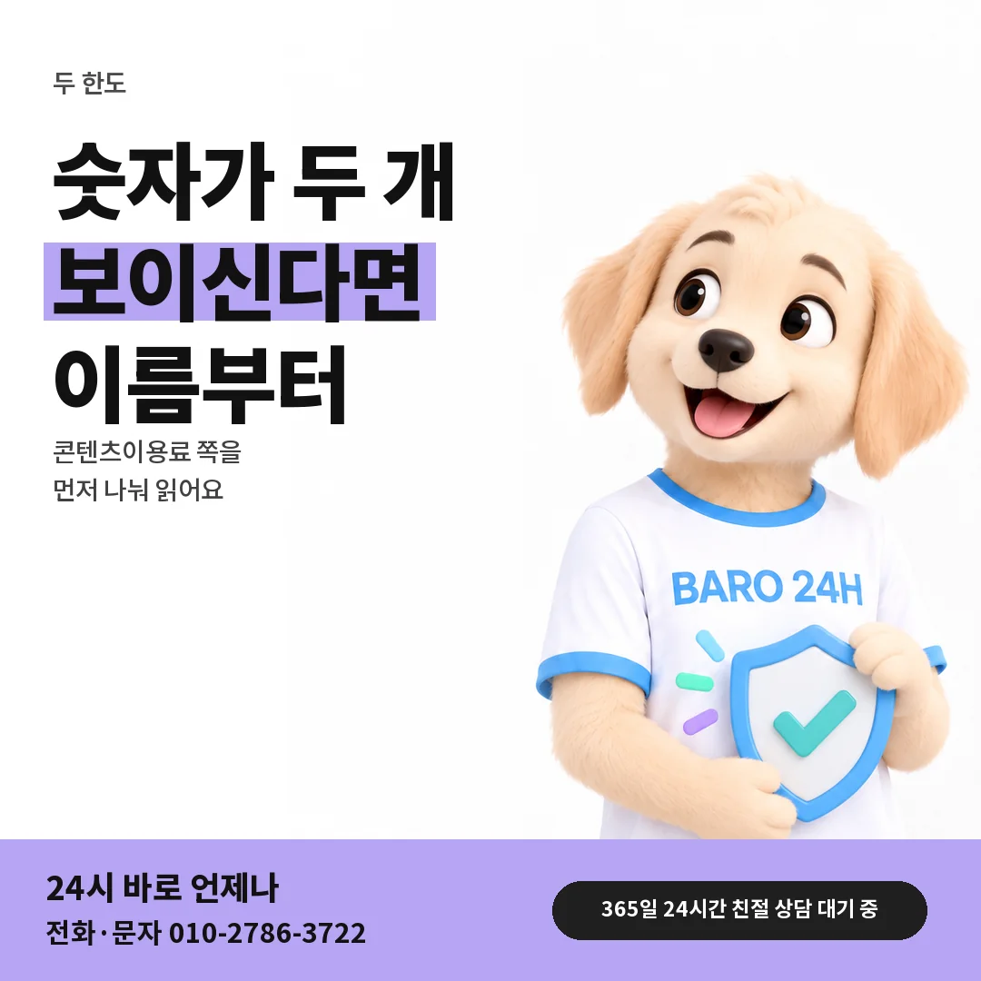 BARO 24H 티셔츠를 입은 3D 동물 캐릭터 옆에 「SKT 두 한도 나눠 읽기」 제목을 얹은 안내 카드